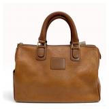 Burberrys Vintage Cognac Pebbled Leather Boston Bag
