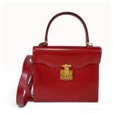 Gucci Vintage Red Leather Lady Lock Top Handle Handbag