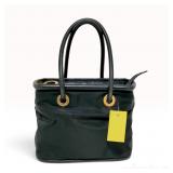 Celine Black Nylon and Leather Circle Tote Bag