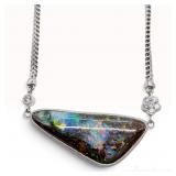 An Incredible 19.26ct Boulder Opal and Diamond Pendant Necklace