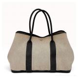 Hermes Garden Party 36 Ecru Toile and Noir Negonda Leather Tote Bag