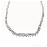 10.00ct Natural Diamond 18KWG and Pt900 Graduated Fringe Necklace