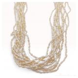 10-Strand Keshi Pearl Necklace with Silver Box Clasp