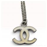 Chanel 2007 Continuous Collection Enamel CC Logo Pendant Necklace