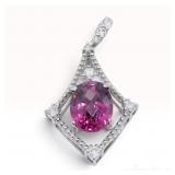 Platinum Pinkish Purple Tourmaline and Diamond Pendant