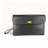 Christian Dior Vintage Black Crossgrain Leather Wristlet Clutch Bag