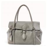 Fendi Selleria Linda Metallic Pebbled Leather Satchel