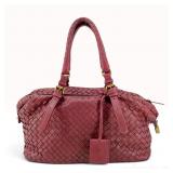 Bottega Veneta Burgundy Intrecciato Leather Montaigne Satchel