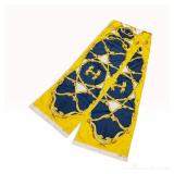 Hermes Silk Maxi Twilly Scarf in Yellow and Navy Blue