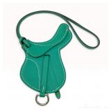 Hermes Paddock Selle Vert Vertigo Green Leather Saddle Bag Charm with Box