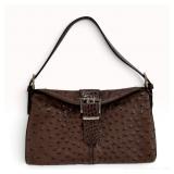 Roberta di Camerino Ostrich and Caiman Leather Baguette Shoulder Bag