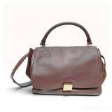 Celine Burgundy Smooth Calfskin and Suede Trapeze Bag with Python Handle