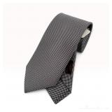 Hermes Black and White Micro-Check Silk Tie with Original Box and Tags