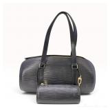 Louis Vuitton Black Epi Leather Soufflot Handbag with Matching Pouch