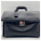 Gucci Two-Compartment Black Leather and Canvas Business Briefcase