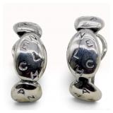 Chanel Sterling Silver Logo Clip-on Hoop Earrings