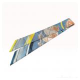 Hermes Ex-Libris Silk Twill Twilly Scarf in Bleu Moyen, Jaune Vif, and Orange