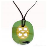 Hermes Lift Reversible Lacquered Buffalo Horn Pendant Necklace