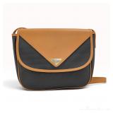 Yves Saint Laurent Vintage Charcoal Woven and Tan Leather Crossbody Bag
