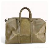 Vintage Christian Dior Olive Green Grained Leather and Suede Boston Travel Bag