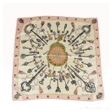 Hermes Les Clefs Silk Scarf in Pink and Cream by Caty Latham