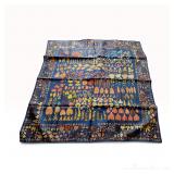 Gucci Navy Blue Silk Scarf with Autumnal Leaf Pattern
