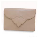 Yves Saint Laurent Beige Saffiano Leather Scalloped Envelope Clutch Bag