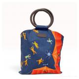 Bvlgari Limited Edition Circus Motif Textile Handbag with Leather Ring Handles