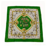 Hermes Les Becanes Silk Scarf in Green and Yellow