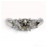 Platinum and 1.081ct/1.34ctw Natural Diamond Ring