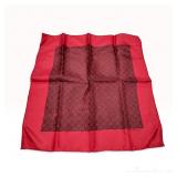 Hermes Silk Twill Pocket Square with Red and Black Geometric Motif