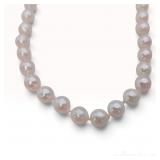 Silver and 6.4mm-6.8mm Semi-Round Pearl Rope Length Necklace