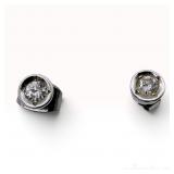 14 Karat White Gold and 0.22ctw Natural Diamond Bezel Stud Earrings