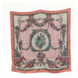 Christian Dior Pink Floral Silk Twill Scarf 90 cm