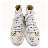 Hermes Animal Print Canvas High Top Sneakers Size 39