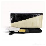 Nancy Gonzalez Two-Tone Caiman Skin Asymmetric Fold-Over Clutch