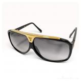 Louis Vuitton Evidence Black Acetate and Gold Tone Monogram Sunglasses Z0350E