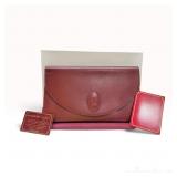 Must de Cartier Burgundy Leather Envelope Clutch Bag