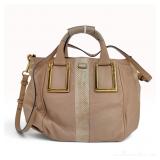 Chloe Ethel Tan Leather and Snakeskin Textured Satchel