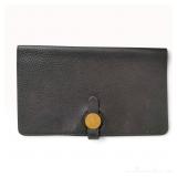 Hermes Black Grained Leather Dogon Long Wallet