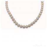 Graduated Cultured Pearl Choker Necklace with Silver Filigree Clasp