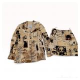 A Moschino Cheap and Chic Two Piece Newspaper Print Skirt Suit