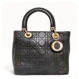 Christian Dior Black Quilted Lambskin Medium Lady Dior Handbag