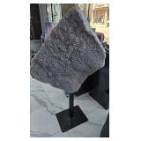 A MAGNIFICENT AMETHYST PLATE ON A PROFESSIONAL STAND