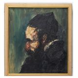 OIL ON BOARD - L. GECHTOFF. Abstrack religious figure.