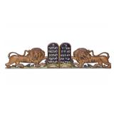 A LARGE PAIR OF HAND CARVED WOODEN LIONS FROM AN ARON KODESH.