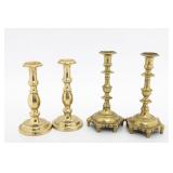 TWO PAIRS OF BRASS SABBATH CANDLESTICKS. Russia, c. 1830 or earlier