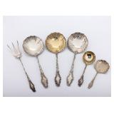 A GROUP OF STERLING SILVER SERVING PIECES BY WILLIAM DURGIN