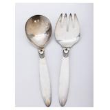 A MASSIVE PAIR OF STERLING SILVER SALAD BY GEORG JENSEN CACTUS. Denmark.