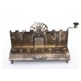 A  HANDMADE STERLING SILVER HANUKKAH MENORAH LAMP.  modern.